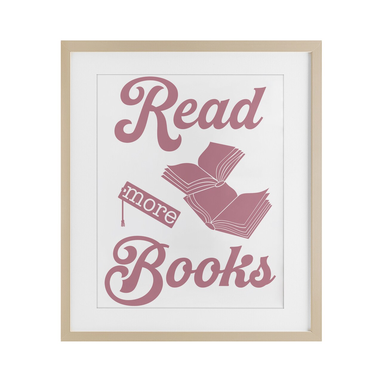 Stupell Industries Read More Books Pink Framed Print Under Glass, design by Marcus Prime